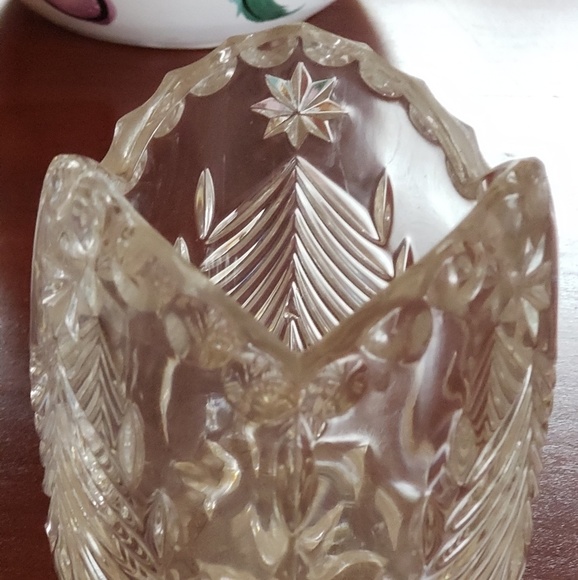 Crystal diamond cut candle holder holiday theme - Picture 1 of 3
